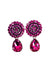 Brinco Amara redondo com gota fucsia banhado no vintage