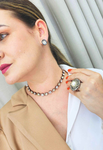 Choker Infinitá vintage com pedras cristais
