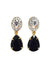 Brinco Norma classic com pedra preta banhado no dourado
