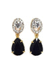 Brinco Norma classic com pedra preta banhado no dourado
