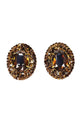 Brinco Momentos mocha com pedras marrons banhado no vintage
