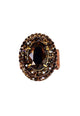 Anel Momentos mocha com pedras marrons banhado no vintage