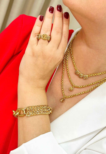 Colar Levi de venezianas douradas com strass