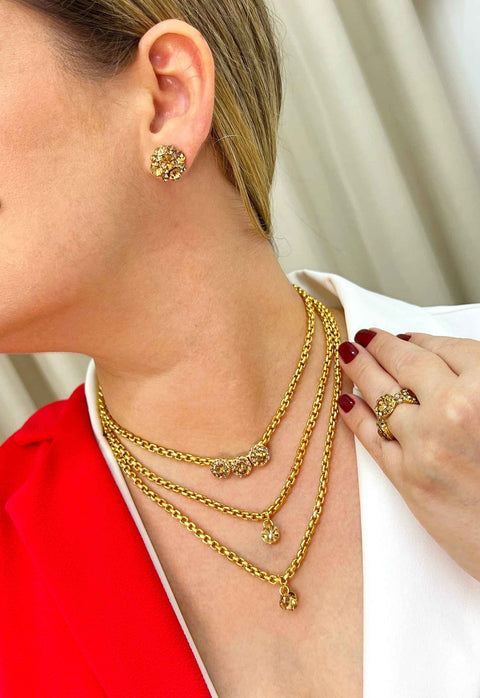 Colar Levi de venezianas douradas com strass