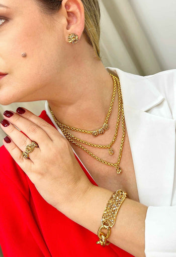 Colar Levi de venezianas douradas com strass