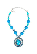 Colar Solene blue com pedras azuis banhado no prata