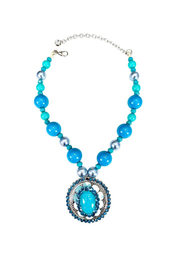 Colar Solene blue com pedras azuis banhado no prata
