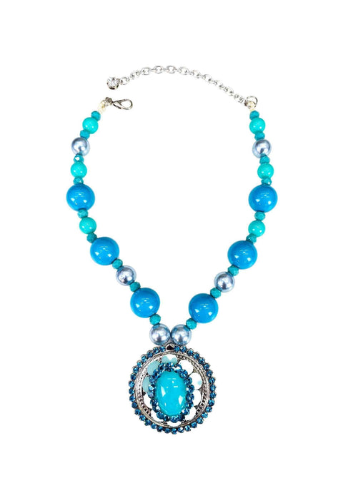 Colar Solene blue com pedras azuis banhado no prata