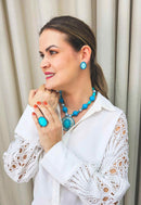 Colar Solene blue com pedras azuis banhado no prata