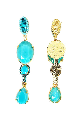Brinco Isis turquesa banhado no dourado
