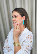 Brinco Isis turquesa banhado no dourado