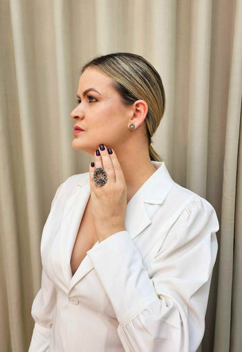 Brinco Respeito com pedras black e hematite