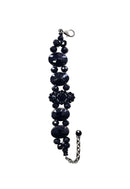 Bracelete Dandara luxo com pedras pretas banhado no onix