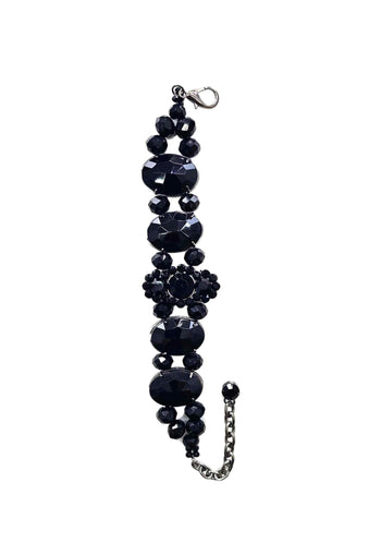 Bracelete Dandara luxo com pedras pretas banhado no onix