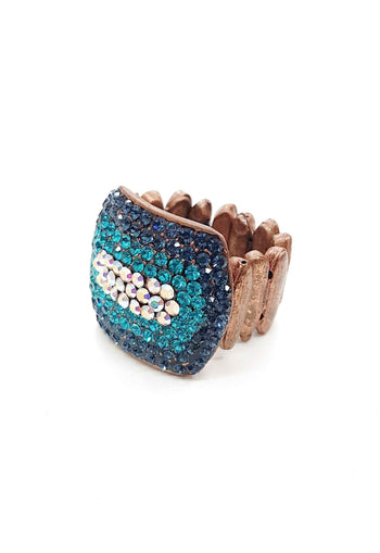 Anel Maitê vintage com strass azul montana