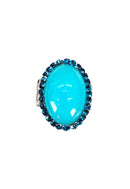 Anel Solene blue com pedras azuis banhado no prata