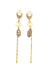 Brinco Sofie de franjas douradas e pedras light peach