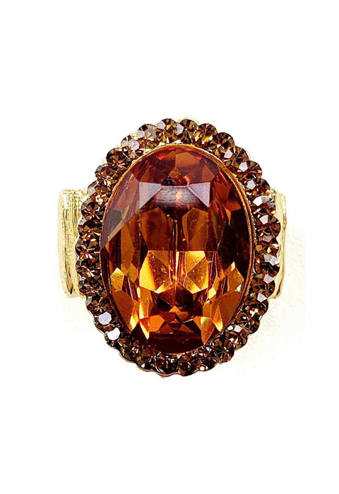 Anel Helena gold com pedras douradas