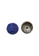 Brinco Deslumbre redondo com pedras azul bic