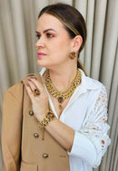 Brinco Helena gold com pedras douradas