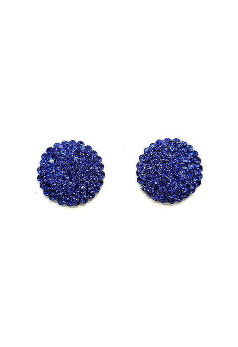 Brinco Deslumbre redondo com pedras azul bic