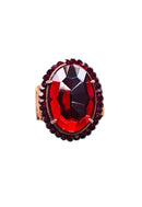 Anel Sucesso ouro velho oval com pedras vermelhas