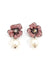 Brinco Bessie de flor rosa com perolas