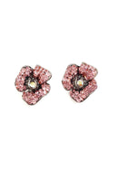 Brinco Bessie de flor rosa com perolas