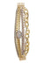 Pulseira Emma glam de elos dourados courinho e pedra opal