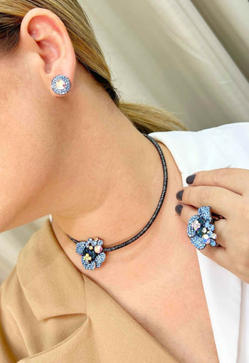 Brinco Vick Jeans banhado no vintage