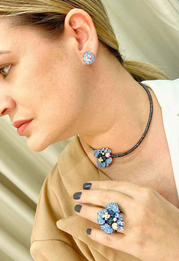 Brinco Vick Jeans banhado no vintage