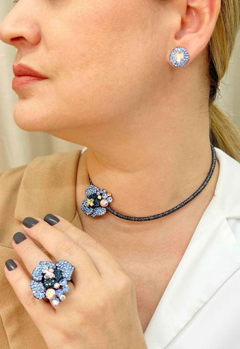 Brinco Vick Jeans banhado no vintage