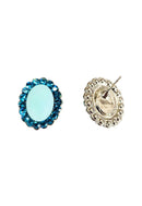 Brinco Solene blue com pedras azuis banhado no prata