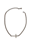 Colar choker Pierre de crucifixo com pedras black diamond banhado no onix