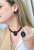 Choker Aurélia Jet com pedra oval preta e Strass Jet