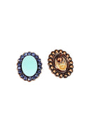 Brinco Maristela vintage com turquesa opalino e violeta
