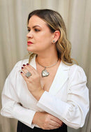 Brinco Glamour silver com pedras black diamond