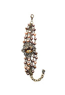 Pulseira Vibe de perolas vintage com pingente black diamond banhada no ouro velho