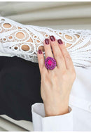 Anel Damaris vintage com strass fucsia