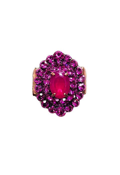 Anel Damaris vintage com strass fucsia