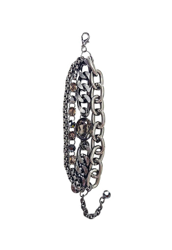 Pulseira Lumier com correntes e pedras grafites