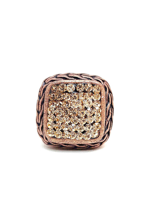Anel Valeska com strass light peach banhado no vintage