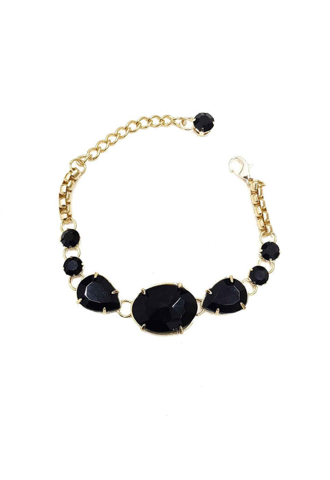 Pulseira Raika black banhada no dourado