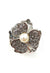 Anel Derli de flor prata com perola e pedras black diamond