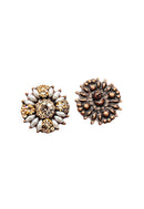 Brinco Sagrado com perolas e strass peach banhado no vintage