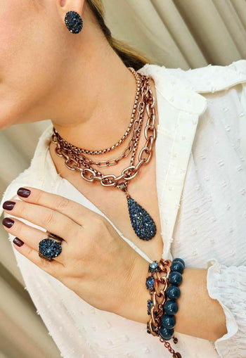 Colar Alure de gota montana banhado no vintage