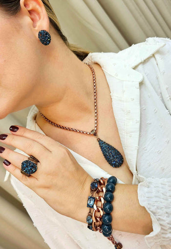 Colar Alure de gota montana banhado no vintage