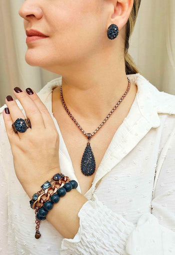 Colar Alure de gota montana banhado no vintage