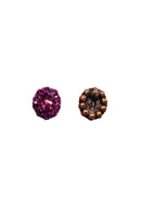 Brinco Damaris vintage oval com strass fucsia