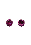 Brinco Damaris vintage oval com strass fucsia